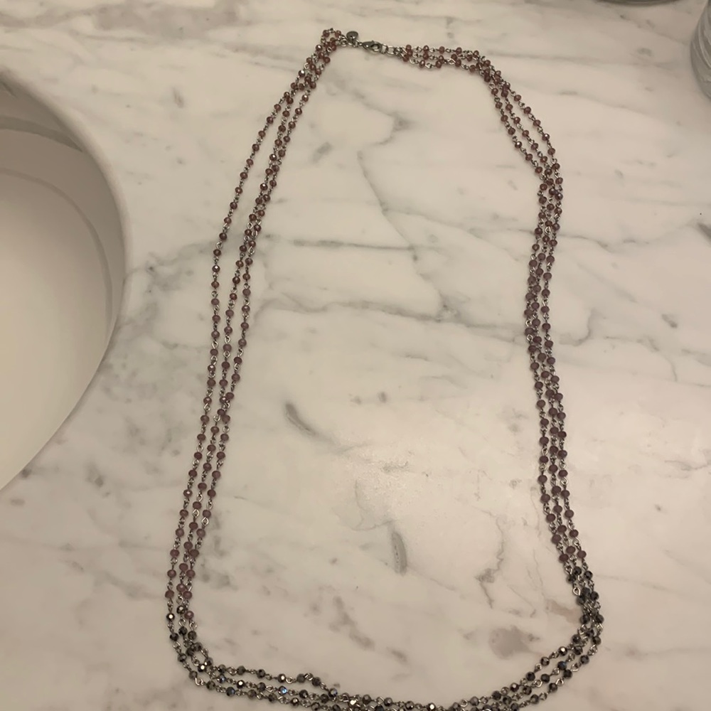 Purple and grey beaded necklace